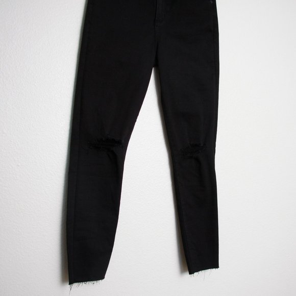 Abercrombie & Fitch The Super Skinny Ultra High Rise Jean Distressed Black 32/14 - Picture 4 of 7